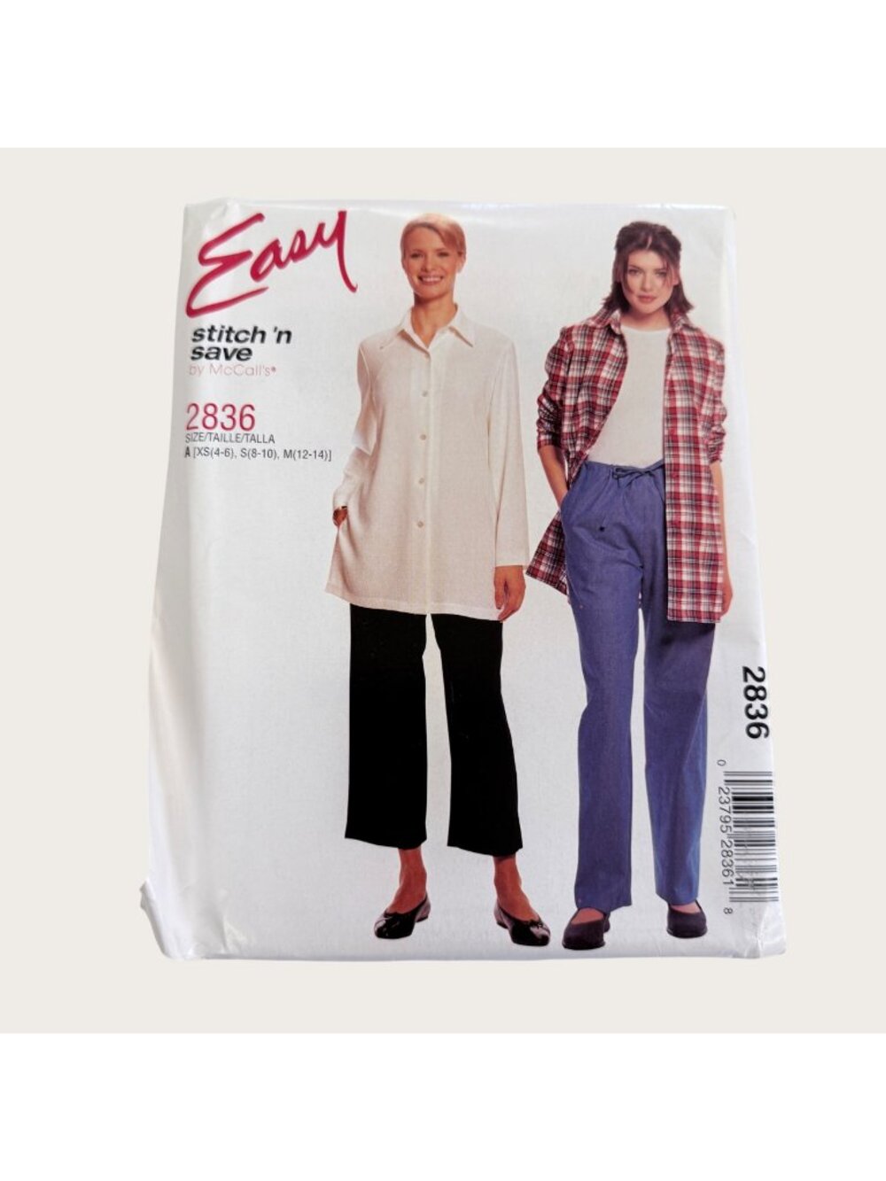 Vintage 2000s McCalls Sewing Pattern 2836 Misses Shirt Pants Size XS-M